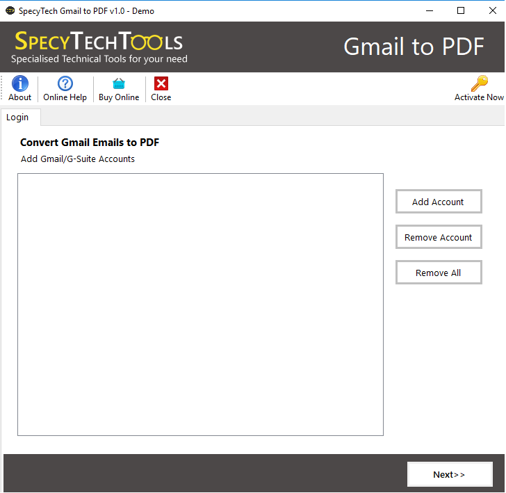 SpecyTech Gmail to PDF screenshot