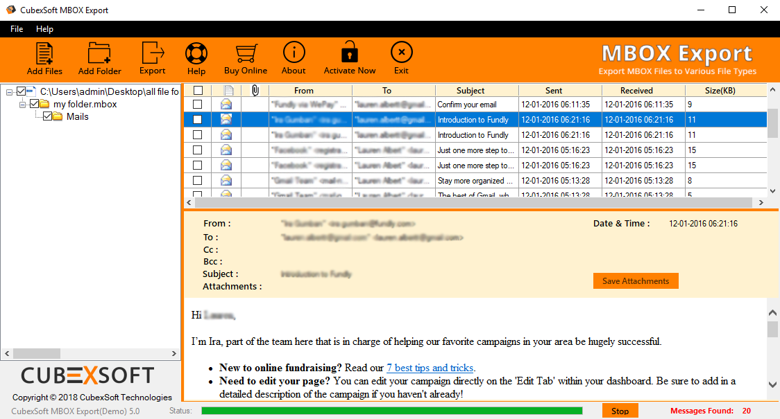 SpecyTech MBOX to Office 365 screenshot